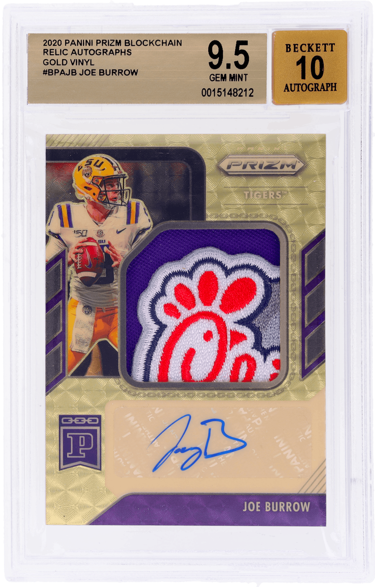 2020 Panini Prizm Blockchain Joe Burrow Relic Auto Gold Vinyl 1/1 BGS  9.5/10 RC
