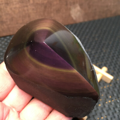 187g Rainbow Natural Obsidian Cat Eyes Quartz Crystal  Healing md2158