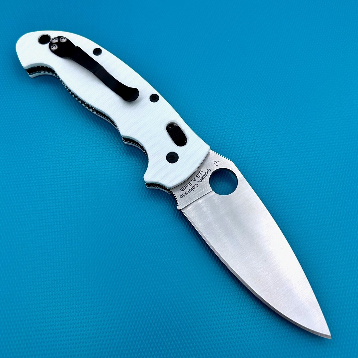 Spyderco Manix 2 XL C95GP2 Knife Plain Edge w/White Anso Style G10