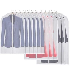 Clear Garment Bags Suit Bag for Closet Storage Set of 12 Hanging Dress Cover ...