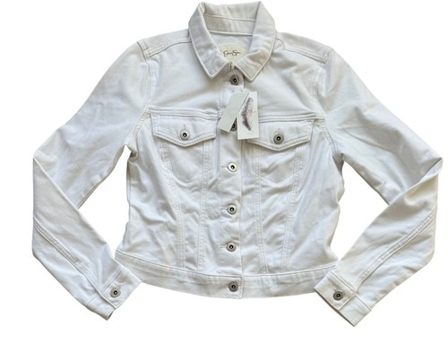 Jessica Simpson New LS Knit White Denim Jacket Size Small Juniors