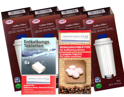 Pflegeset 4 x AquaCrest ersetzt deLonghi SER3017 DLS C002 + Reiniger + Entkalker
