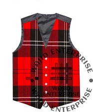 Ramsey Red tartan VEST Formal 5 Buttons Scottish Men's Wedding Kilt Waistcoat