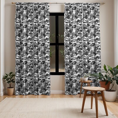 A Bathing Ape Pattern Black Curtain, Bape Curtain, Street Fashion, Panels 
