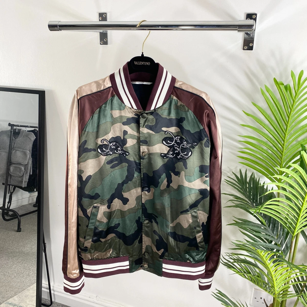 Valentino Souvenir Bomber Jacket In Green Camouflage RRP 2000