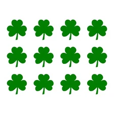 Irish Shamrock Vinyl Decals Phone Helmet Laptop Small Clover Stickers Set of 12