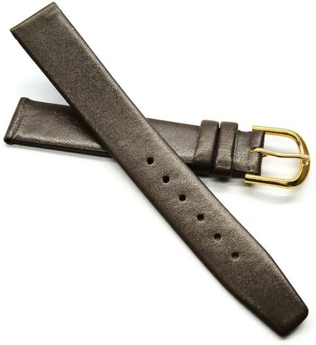 Cinturino Orologio Gilden NOS Vintage Marrone Liscio Inutilizzato con Fibbia Tono Oro 16 mm Spille - Foto 8 di 9