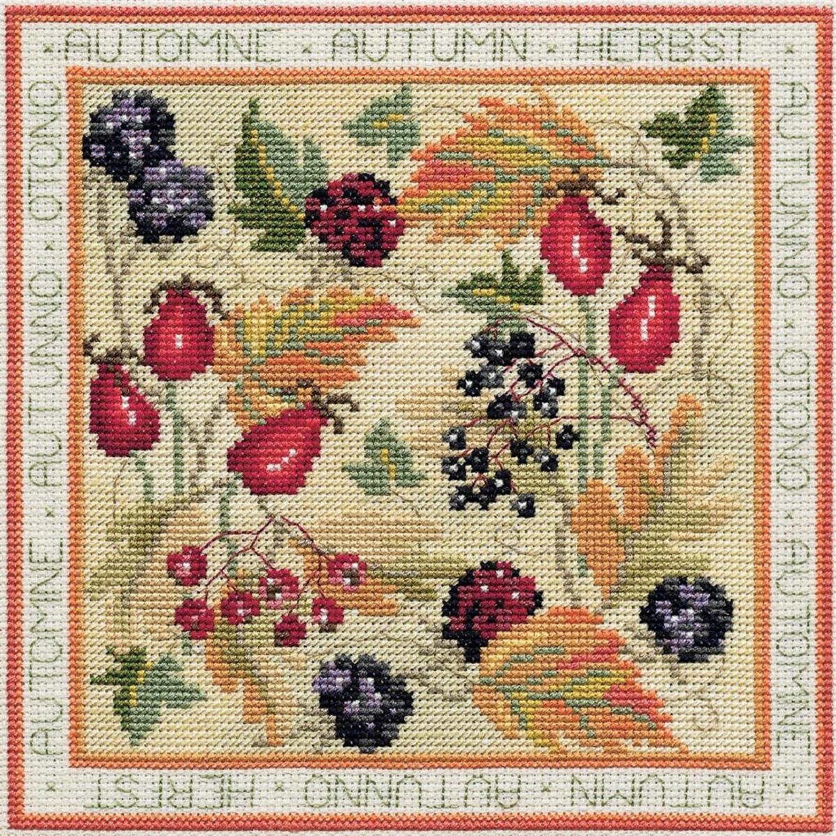 Bothy Threads counted cross stitch Kit ""Four Seasons - Autumn"", 16.5x16.5cm, DWF