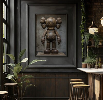 Wooden Kaws Canvas Poster Wall Art Home Decor Portrait Gallery Gift