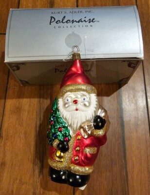 Kurt S Adler Polonaise Collection Glass Santa Christmas Tree Ornament Poland New