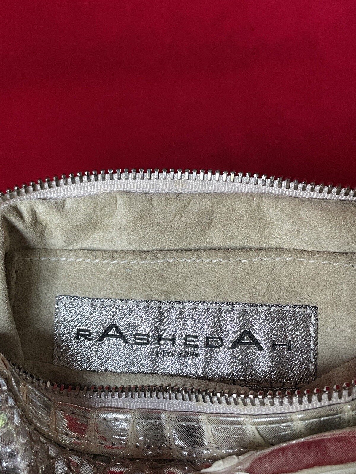 Rashedah Silver Metallic Python Pouch Clutch Bag - image 2