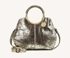 Patricia Nash Aria Shopper Leather Distressed Metallic Double Ring CrossbodyBag