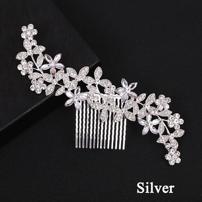 Wedding Flower Hair Pins Clips Bridal Diamante Crystal Comb Hair