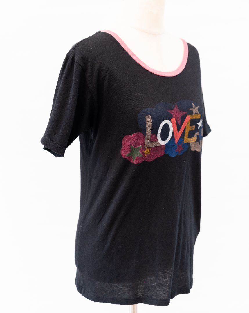 T shirt Saint Laurent nera stampa 'amore'
