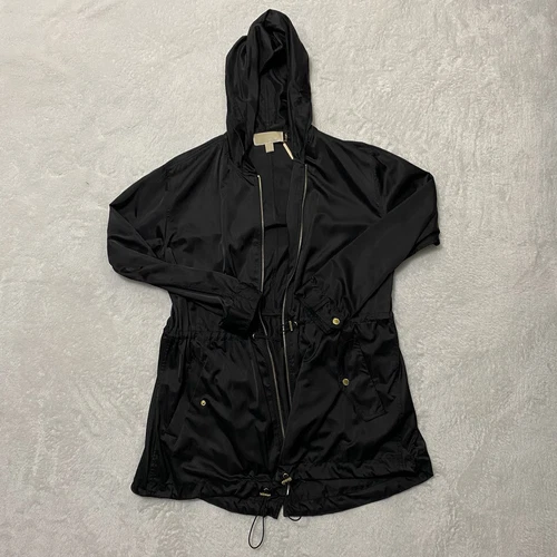 MICHAEL KORS GIACCA A LEVETTA CON CAPPUCCIO NYLON RASO NERO TAGLIA M