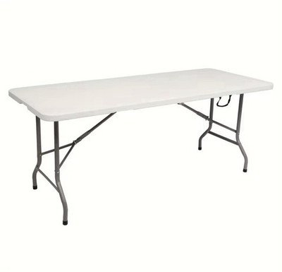 6FT Portable Folding Table - Fold-in-Half Picnic Table w/Handle, On-the-Go