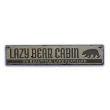 Bear Cabin Sign, Cabin Wood Sign -Distressed Wooden Sign
