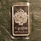 Scottsdale 5 Gram .999 Fine Silver Bar Sealed in Plastic
