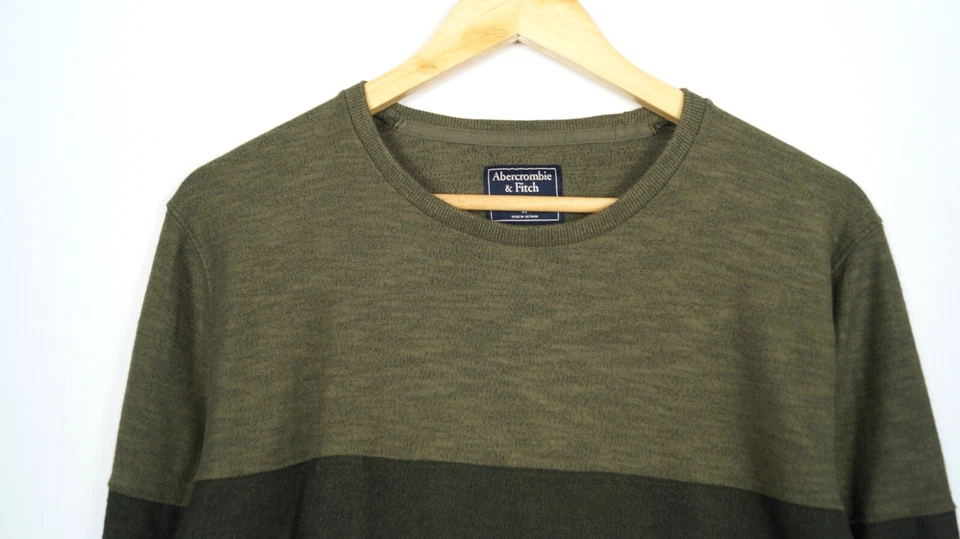 Pull homme ABERCROMBIE FITCH taille M col rond coton vert pull - Photo 4/4