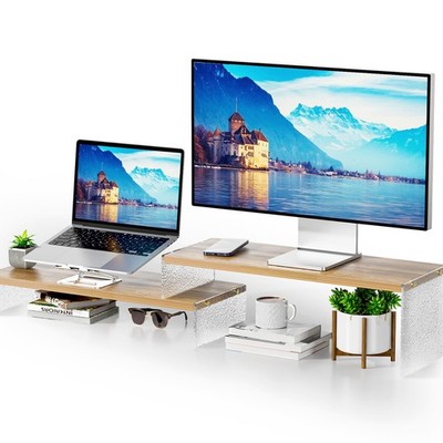 Adjustable Monitor Stand Riser with Acrylic Legs丨7.67'' Wide Dual Monitor Stan...
