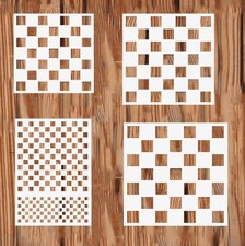 4PCS Checks Stencils Checkerboard Stencils 4 Sizes Square Diamond Shape Templ...
