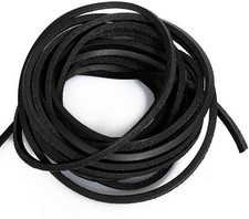  TM 3Mm Flat Genuine Leather Cord Braiding String Black 5 Yards 