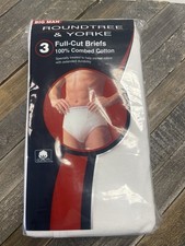 3 pair RoundTree  Yorke FULL-CUT BRIEFS Men's 100 Cotton 56 BIG MAN White