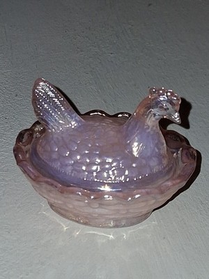 1 Boyd Hen on Nest Salt Cellar MINI 2''  CROWN TUSCAN CARNIVAL GLOWS