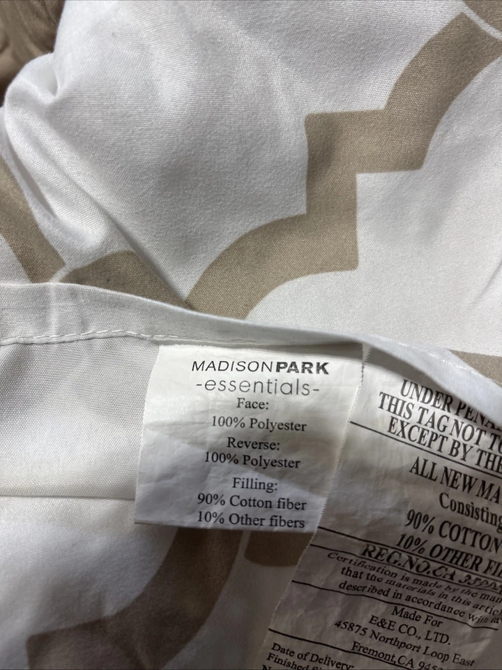 Edredón reversible con estampado blanco y tostado talla king y dos fundas Foto 2 de 3