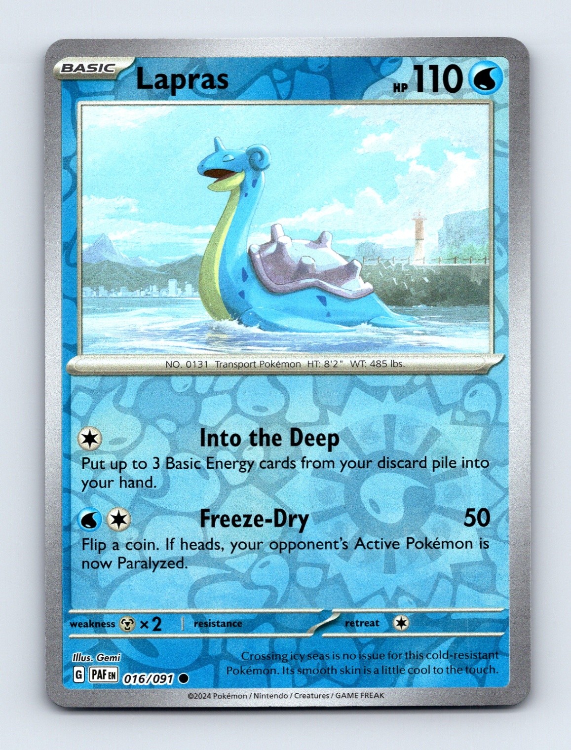 Lapras Reverse Holo SV: Paldean Fates 016/091 NM/LP