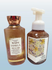 BATH BODY WORKS WARM VANILLA SUGAR BODY WASH 10 OZ HAND SOAP 8.75 OZ 2PC SET