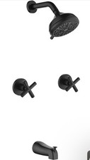Two Handle Shower Faucet Set With Tub Spout Bathtub Set Matte Black Fixture