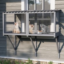 Large Cat Window Perch Outdoor Enclosure Gray Wooden Hammock
