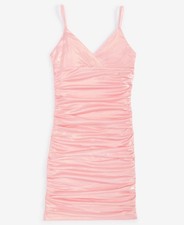 With Jules Big Girls Metallic Ruched Mini Dress - Light/pastel Pink XL