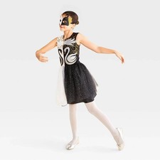 Kids Black Swan Ballerina Tutu Dress Mask Halloween Costume 12-14 Large