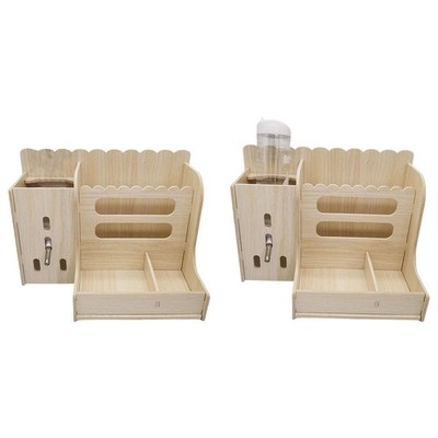 Rabbits Hay Feeder Rack Wood Grass Dispenser Versatile 2 Compartments Food