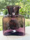 Vintage Purple Amethyst BLENKO Glass Double Spout Water Juice Pitcher W/ Sticker