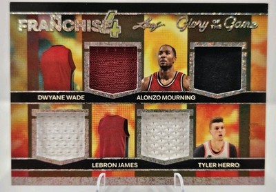 Leaf Franchise 4 Glory of the Game Patch LeBron Wade Mourning Herro /6 (Miami) 