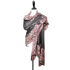 100 Pure Pashmina Shawl Made in India Floral Scarf Wrap Wool Blend 82x44