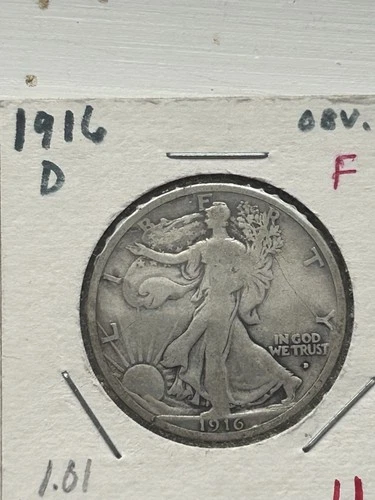 1916 d walking liberty half dollar Fine
