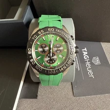 TAG Heuer Formula 1 QUARTZ Chronograph GREEN 43 Men's Watch CAZ101AP RUBBER BAND