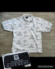 Vintage 80s 90s Givenchy Active Wear Golf Print Polo Shirt Sz XL AOP Golfing