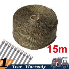 Titanium Exhaust Wrap 50mmx15m Header Manifold Fiberglass Pipe Tape w/ Zip Ties