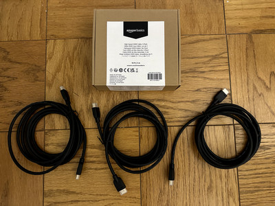 Amazon Basics HDMI Cable, 3-Pack, 10ft, 4K@60Hz, High-Speed 4K HDMI