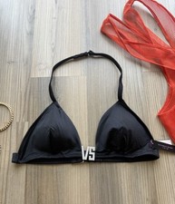 VICTORIA  S SECRET VS SHINE HARDWARE BIKINI SWIM SWIMSUIT MED TOP STRAP BLACK NWT