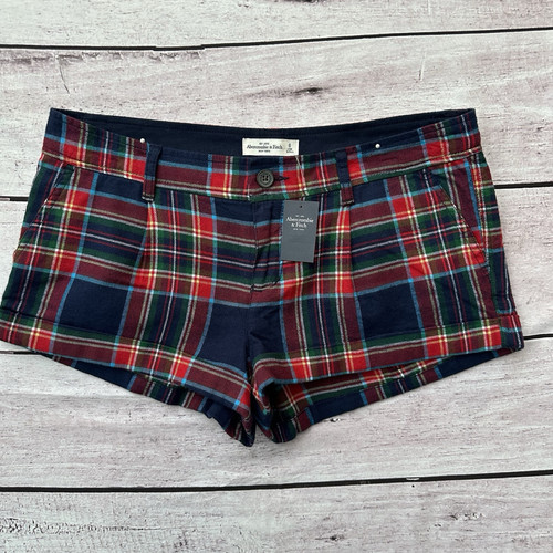 Abercrombie & Fitch Women size 8 Cotton Wool Y2K Mini Shorts Plaid New W Tags - Picture 1 of 9