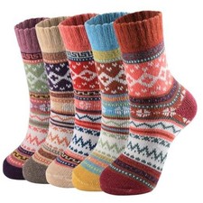 Premillow Wool Socks for Women, Soft Warm Thick One Size 5 Pairs Plus Sign