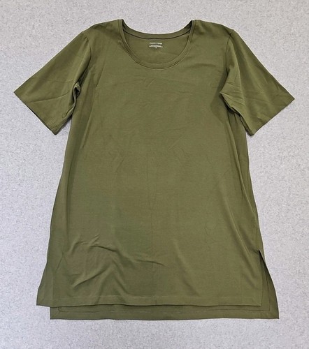 Eileen Fisher Dress Size L Shift T Shirt Short Sleeve Green Organic Cotton