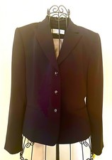 Tahari Beautiful classy fitted business jacket, black, silver buttons, size 8P