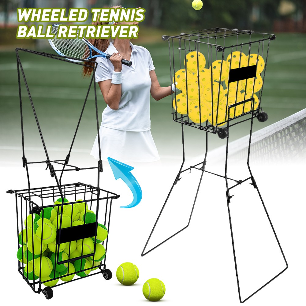 Carrelli Pieghevoli Con Ruote Carrello Pieghevole Per Palline Da Tennis Carrello In Tessuto Oxford Con Telaio In Lega Di Alluminio Con Ruote Girevoli A 360u00b0 Per Tennis Porta Palline - 2